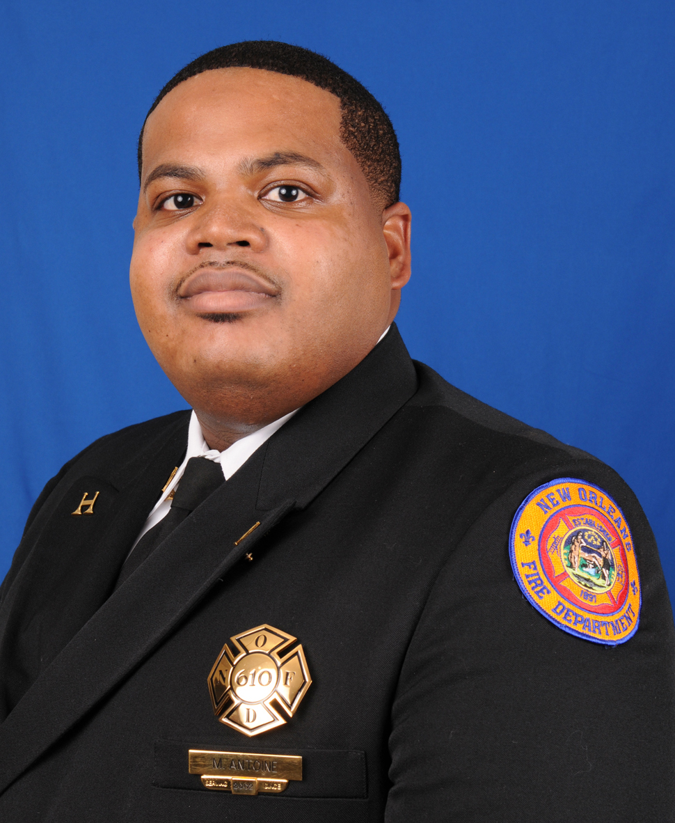 Michael Antoine portrait in his New Orleans Fire Deparment uniform