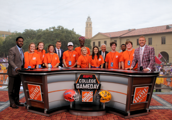 Students on the set of College Game Day