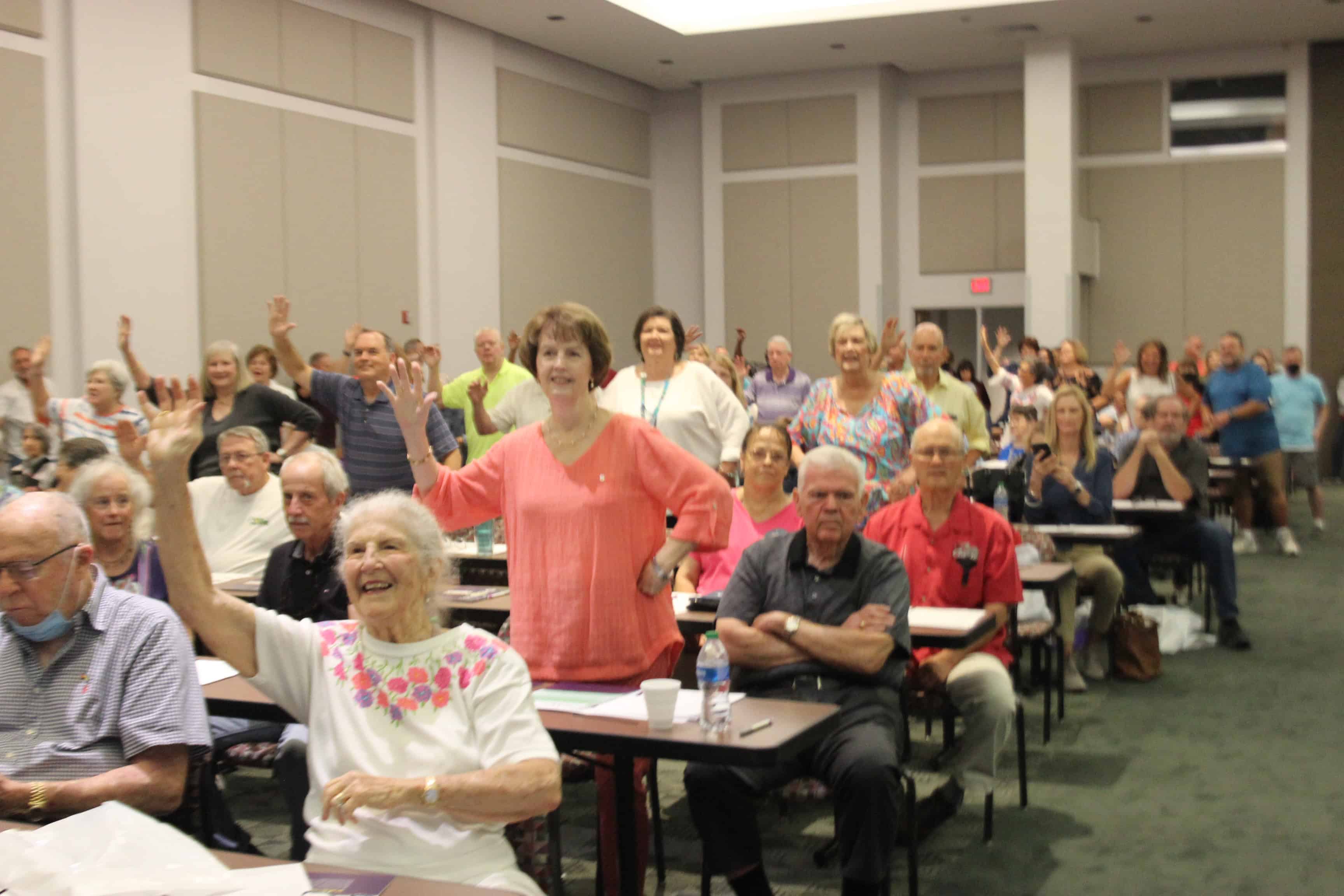 Louisiana Parkinson's Conference attendees participating in a movement demonstration
